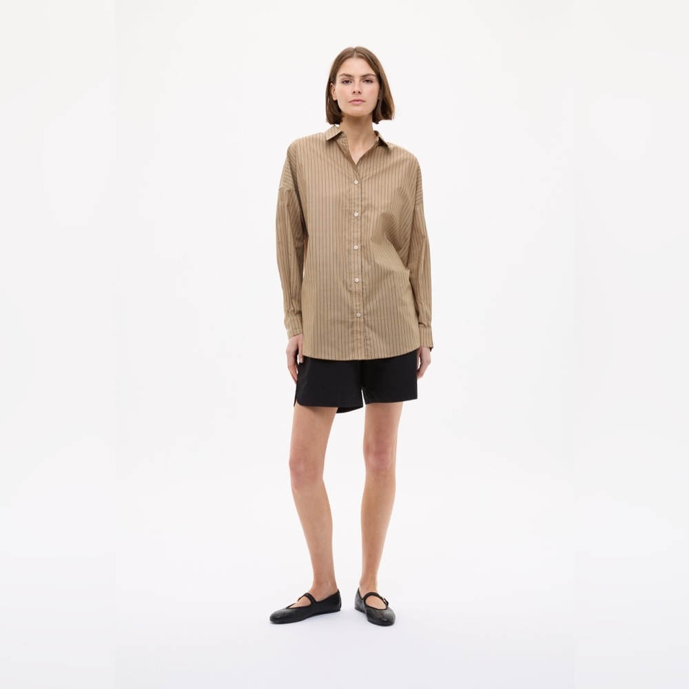 LMND Oversized Long Sleeve Striped Button Down Size L Fall Layer Spring Capsule